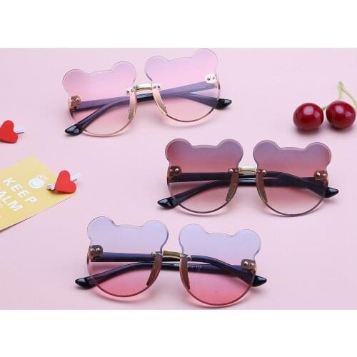 2021 Cute Kids Sunglasses Girls Boys Rimless Street Beat Sun Glasses Lovely Cat Children Eyewear Fashion Gradient Eyeglasses UV