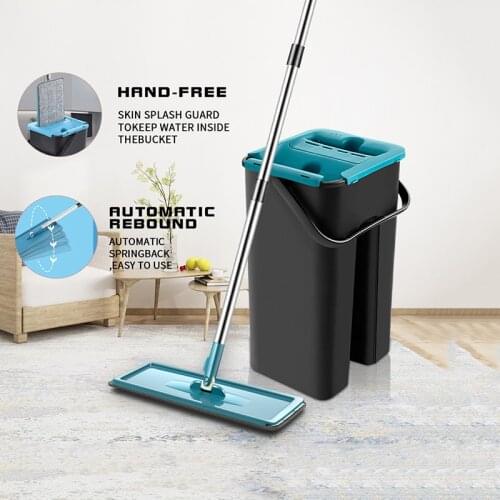4/6 360 Easy Rotating Cloth Avoid Hand Washing Squeeze Mops Automatic Bucket Cleaning Cloth Kitchen Wooden Floor Household Tools