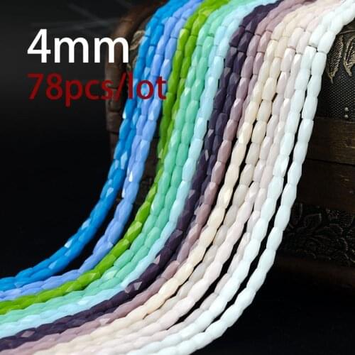 4mm Rectangular Crystal Glass Loose Beads Long Square Bead Multicolor Beads DIY Apparel Sewing Garment Beads
