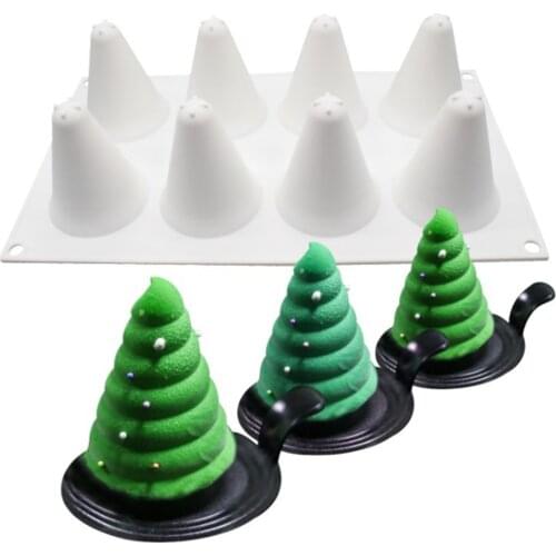 8 Cavity Christmas Tree Silicone Mold Christmas Tree Mousse Mold Christmas Cake Decoration Mould Ice Cream Mould Cake Tools
