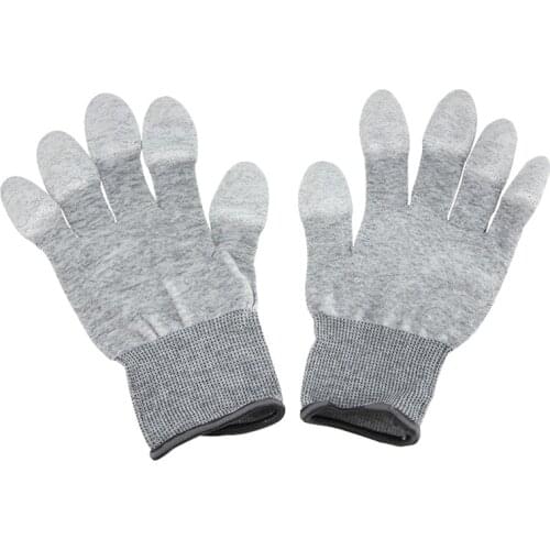 UANME 1Pairs AntiStatic ESD Safe Gloves Anti-static Anti-skid PU Finger Top Coated for Electronic Repair Works