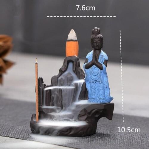 Buddha Buddhist Burner Backflow Incense Burner With 10Pcs Cones Incense Ceramic Censer Use In Home Office