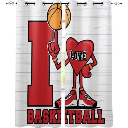 Letters Love Basketball Wood Grain Window Treatments Curtains Valance Window Curtains Lights Living Room Curtains Kitchen
