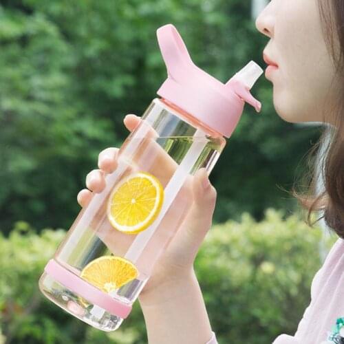Hot 550/850ml Portable Cute Juice Water Bottle Drinking Cup with Lid Straw Office Outdoor Sports Travel Water Drink Bottles BPA