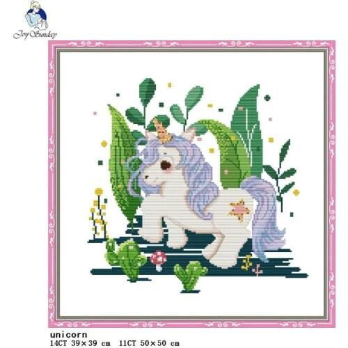 DIY cartoon unicorn pattern mini cross stitch kits Aida 14CT 11CT count canvas printing embroidery kit needlework fabric crafts
