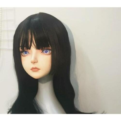 DOLLKII-S13) Quality Handmade Female Girl Resin Half Head Cosplay Japanese Role Play BJD Kigurumi Mask Crossdresser Doll Mask