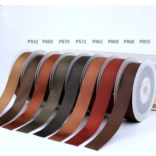 6/9/15/19/25/38/50mm100yards Double Face Satin Ribbon Coffee for Party Wedding Decora Handmade Rose Flowers Belt Top Quality
