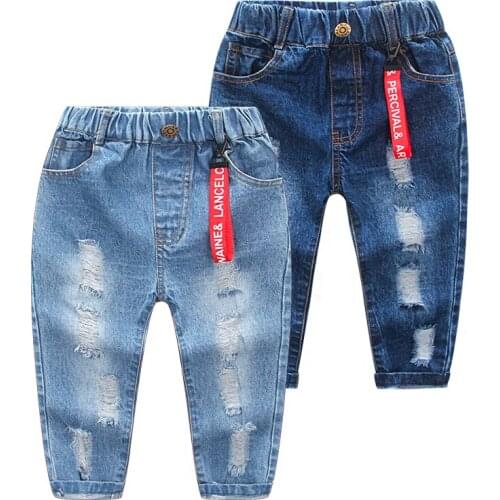 Spring&summer Style 2018 Boys pants jeans Childrens Denim Trousers Kids Dark Blue Designed Pants Jeans for Kids Boy Girl Jeans