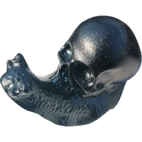 Natural Black Obsidian Snails Head Skull Figurine Hand Carved Quartz Insect Statue Healing Crystal Stone Home Decoration Craft