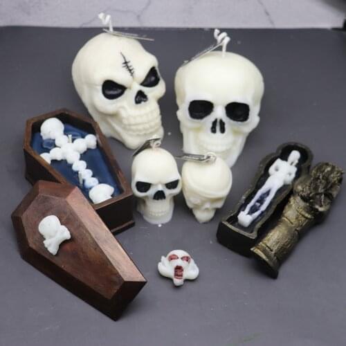 Halloween Skull Mummy Coffin Funny Scary Silicone Material Scented Candle Plaster Mold Halloween Gift Decoration