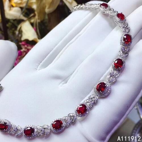 KJJEAXCMY fine jewelry natural Ruby 925 sterling silver new gemstone women hand bracelet support test popular