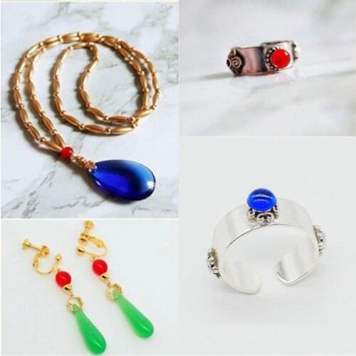 4pcs Cartoon Howls Moving Castle Cosplay Anime Necklace Earring Ring Jewelry Set Boy Girl Gift Collectible Jewellery