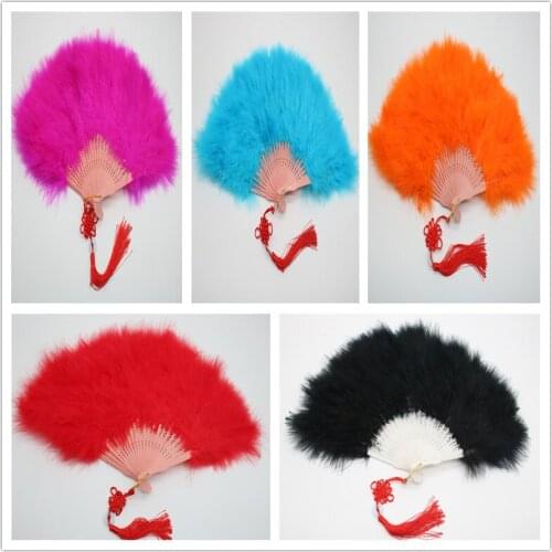 Beautiful High Quality Fluffy Feather Hand Fan Dance Stage Show Props Wedding Party Goose Feather Fan Decoration Plumas