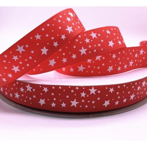 New 5yards 15mm 20mm 25mm 38mm Red Grosgrain Ribbon Printed Stars for Christmas Wedding Decoration DIY Sewing Handmand Crafts
