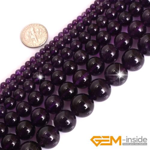 AAA Grade Round Dark Purple Amethysts Precious Stone Beads Natural Stone Beads DIY Loose Beads For Jewelry Making Strand 15"
