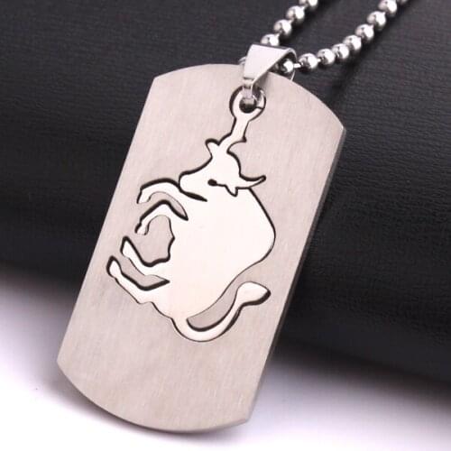 Square tags Constellation Taurus 316L Stainless Steel pendant necklaces bead chain for men women wholesale