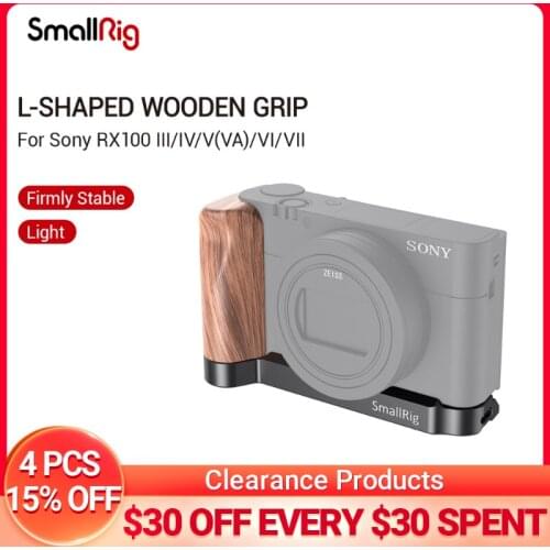 SmallRig L-Shaped Plate With Wooden Grip for Sony RX100 III/IV/V(VA)/VI/VII L Bracket Plate With Wooden Handgrip - 2467