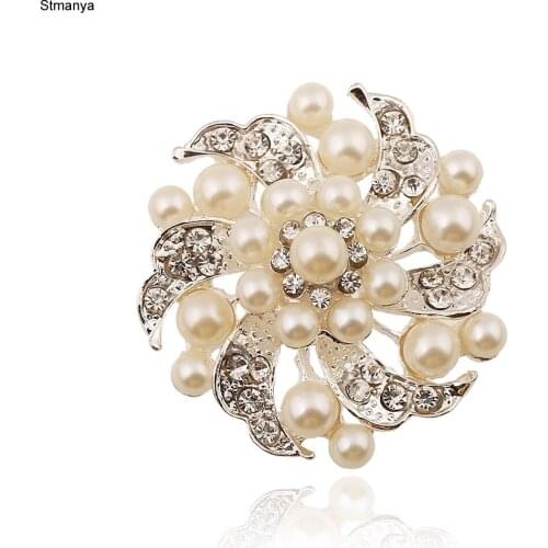 Selling fashion rhinestones pearl flower brooch pins Wedding Shawl Scarf Buckle pins jewelry Wholesale H1213