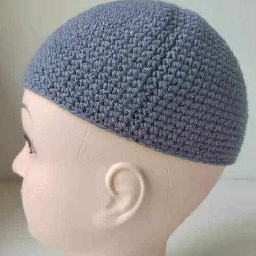 Muslim Hat Cap National Knit Wool Crochet Manual Brown Gorro Beanie Turkish Islamic Kufi Taqiya Takke Peci Skull Prayer Elastic