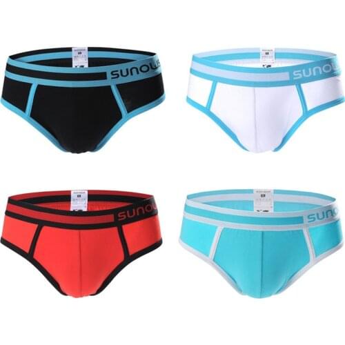 Mens triangle underwear solid color cotton stretch breathable sexy Lycra new quality comfortable male shorts