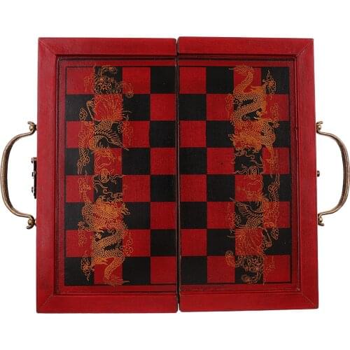 Set Chinese Chess Set Folding Warriors In Cotta Wooden Resin Red Board