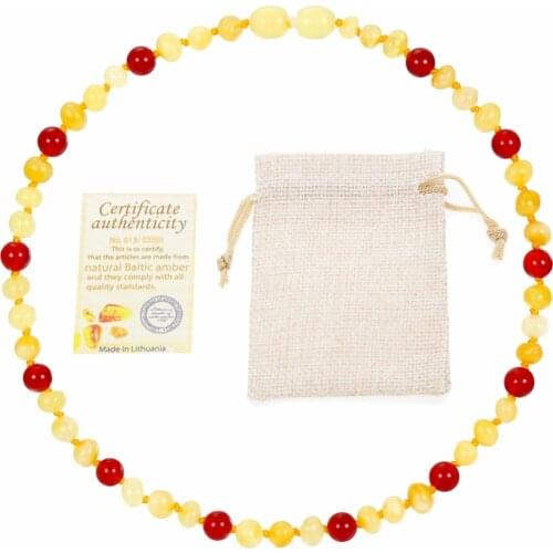 HAOHUPO Natural Baltic Amber Teething Necklace for Baby Gemstone Agate +Honey Jewelry Bracelets for baby Women Treating yourself
