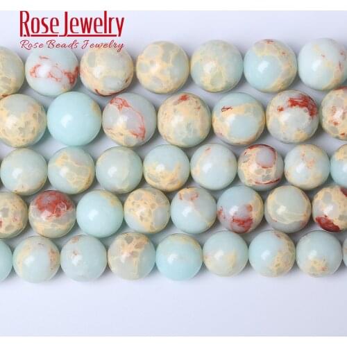 Natural Light Blue Snakeskin Stone Beads Shoushan Stone Round Loose Beads For Jewelry Making Charms Bracelets 15" 4 6 8 10 12mm
