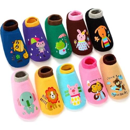 1Pcs Newborn Spring Autumn Winter Infant Socks Anti Slip Baby Boy Socks with Cartoon Frog Monkey Lions Baby Girl Socks 0-4 Years