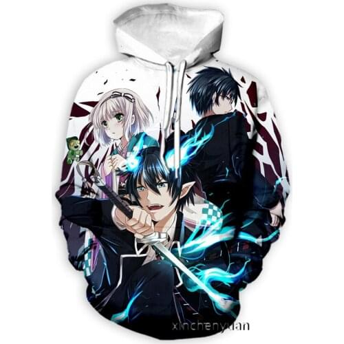 Xinchenyuan New Men/Women 3D Printed Hoodie Blue Exorcist Long Sleeve Fashion Sweatshirt Hoodies Men Sport Pullover Tops A36