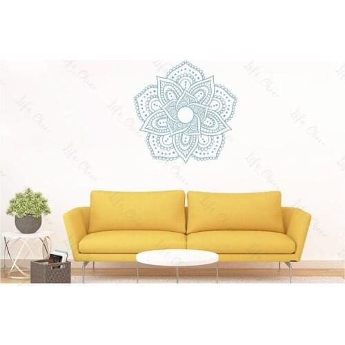 New Design Meditation Field Decoration Mandala Flower Bohemian Style Wall Stickers Living Room Removable Vinyl Yoga Wall Art