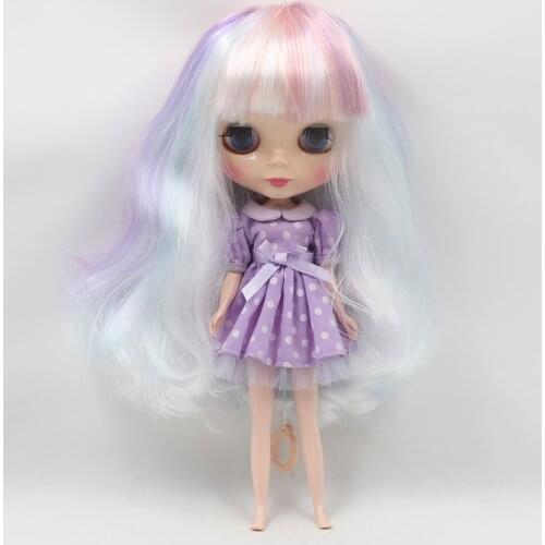 Nude action figure dolls ,blyth doll ,Multicolor hair with bang ,normal body