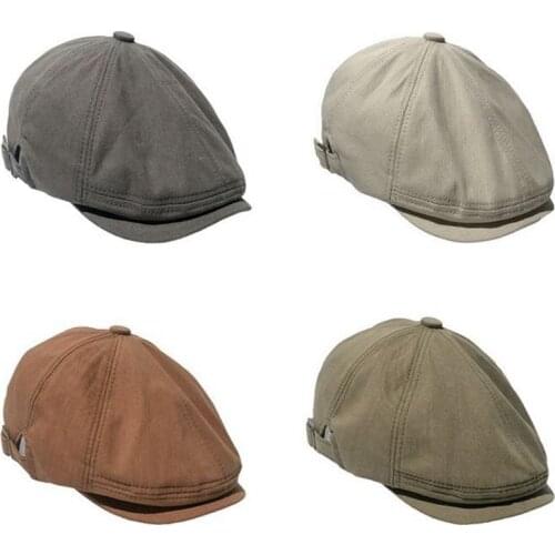 Short Brim Korean Version Solid Color Unisex Outdoor Beret Spring Autumn Vintage Adjustable Peaked Cap Painter Hat