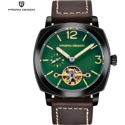 PAGANI DESIGN PD-2769 Luxus Tourbillon Echtem Leder Mode Lässig Skelett Automatische WatchMechanical Wasserdichte Uhren