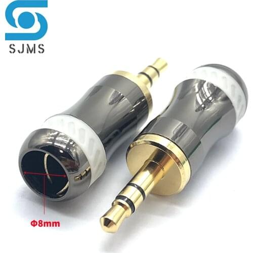 Gold plated Stereo with Clip 3.5 mm 3 Pole Repair Headphone Jack Plug Cable Audio Plug Jack Connector Soldering for 8 mm Cable