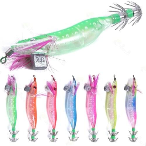 5PCS/Lot 10CM 9.1G 2.0# Squid Jig Fishing Lures Plastic Banana Prawn Wobble Pike Bass Fishing Baits Isca Pesca Fishing Tackles