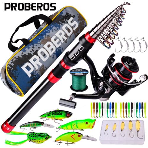 PROBEROS 1.8m-3.6m Telescopic Casting Fishing Combo Portable Ultralight Rod and 5.2:1 Gear Ratio Fishing Reel Fishing Tackle Kit