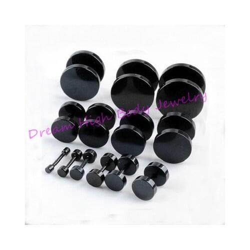 Barbell Earrings Round Cheater Steel Black Fake Ear Plug ear studs body jewelry 50pcs/lot 3mm 4mm 5mm 6mm 8mm 10mm Popular Gold