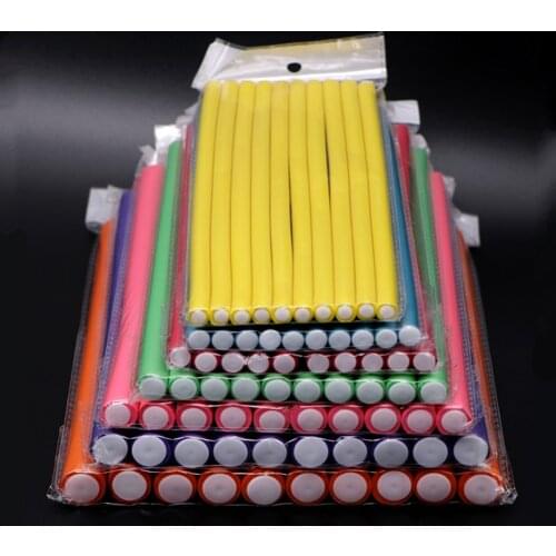 10pcs Flexible Hair Curling Rod Hair Curler Makers Soft Foam Bendy Twist Curls Flexi DIY Rollers Styling Tools Random
