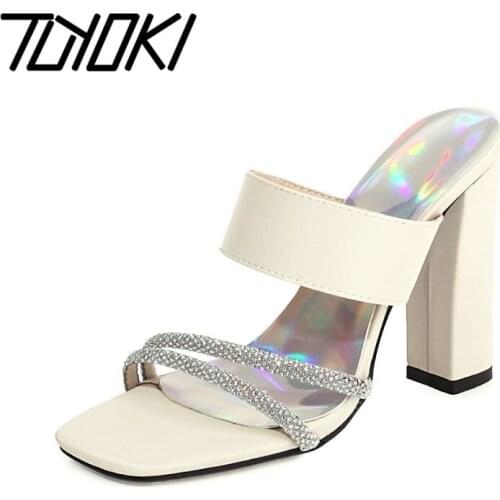 Tuyoki New High Heel Sandals Women Open Toe Thick Heel Women Summer Shoes Fashion Sexy Shoes Women Footwear Size 34-43