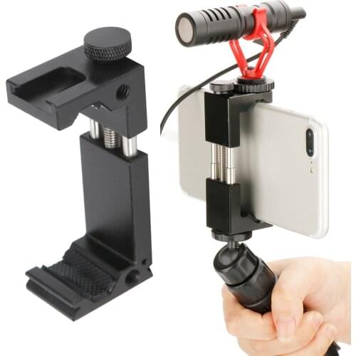 Ulanzi Universal Phone Holder Photography Clamp Clip 1/4" Screw Mount Cold Shoe for Tripod Selfie Stick LED Light Microphone