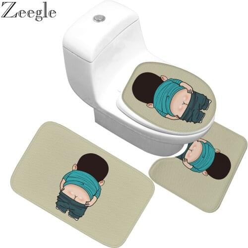 Zeegle Cartoon Bath Mat for Bathroom Non-Slip Pedestal Rug Lid Toilet Cover Bath Mat Bathroom Floor Rugs Toilet Carpet Mat