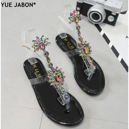 Bling bling women Rhinestones embellished Chains Flat Sandals T-strap Thong Crystal Flip Flops sandals gladiator sandals eur 43