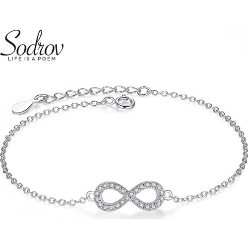 Sodrov Bracelet Jewelry 925 Silver Sterling For Women Chain & Link Fine Geometric Lucky 8 Chian