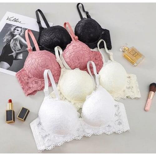 Floral Embroidery Mesh Bra Push Up Sexy Lingerie Underwear Wireless Adjustable Lace Bralette Top Womens Bra Intimates Sujetador