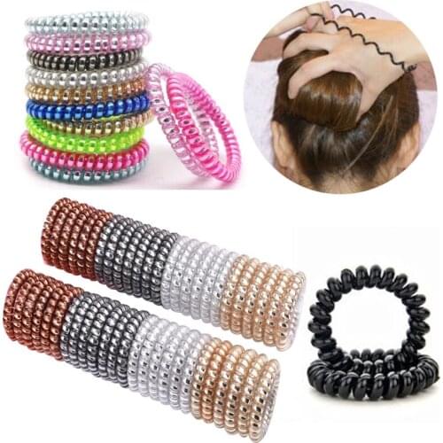 10/15/20PCS Women Candy Colored Telephone Line Non-mark Hair Ring Hair Accessories Hair Rope Simple High Elastic Girl Headwear
