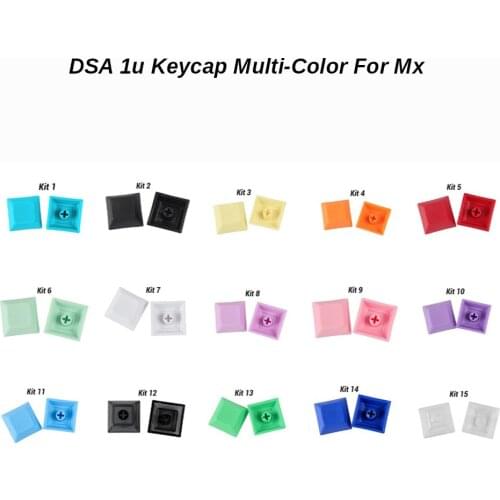 10/Pcs Pbt DSA Keycap 1u Multi-Color Green Yellow Blue White Transparent Keycaps for Gaming Mechanical MX Keyboard DIY Custom