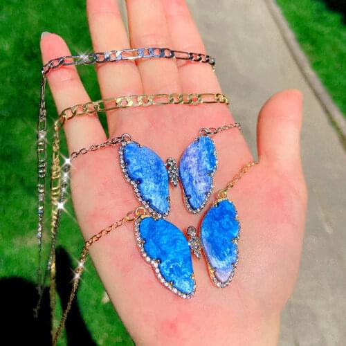 2021 Boho Big Butterfly Crystal Pendant Necklaces Multilayer Cute Animal Clavicle Chain Necklaces Collar For Women Gift Jewelry
