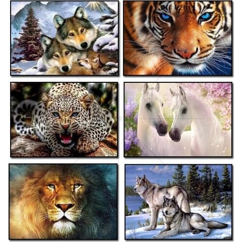 3D DIY Diamond Painting lion Animals mighty animal home decoration rhinestones Mosaic Embroidery Diamond inlay knitting needles