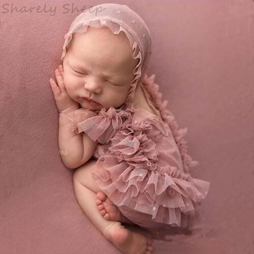4Pc Newborn Photography Props Infant Baby Girl Lace Hat+Rompers+Pillow+Shoes Photo Set Shoot Outfits Clothes Baby Shower Gift