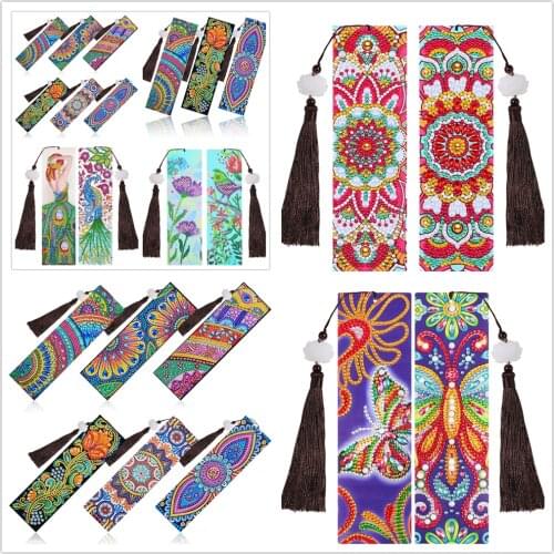5DDIY diamond painting exquisite leather bookmark tassel bookmark craft decoration special-shaped diamond embroidery gift